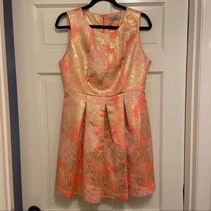 Neon Pink & Metallic Gold Dress